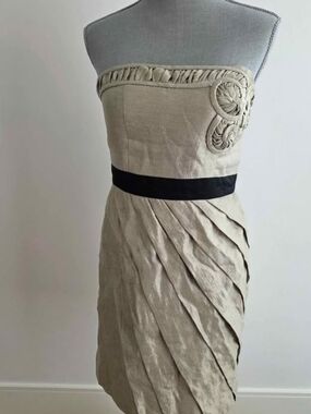 Max & Cleo Satin Strapless Dress in Champagne Size 8